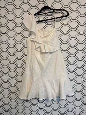 Lilly Pulitzer White One-Shoulder Ruffle Mini Dress